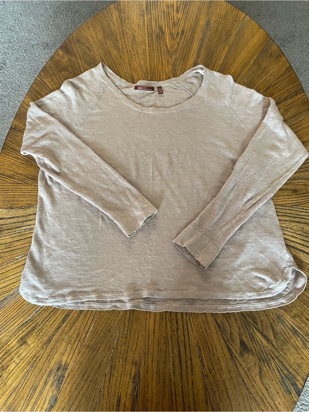 525 America 100% Linen Neutral Taupe Crewneck Pullover